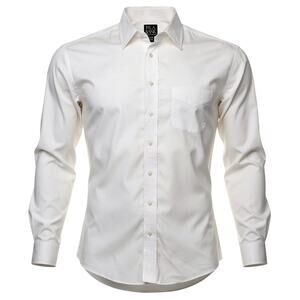 Jos A Bank Traveler Dress Shirt Mens 16.5 35 White Button Up Long Sleeve Classic